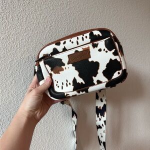 Wrangler Black and White Cow Print Crossbody Bag